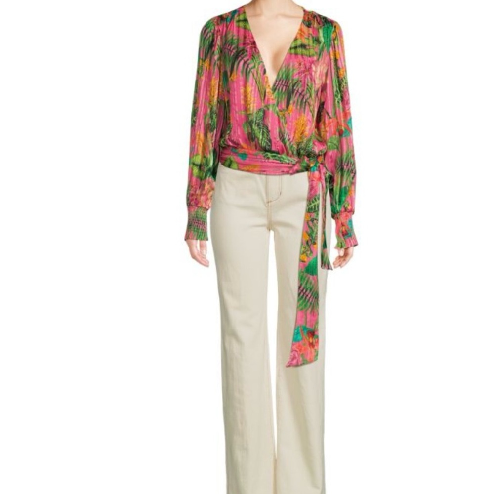 NWT Ramy Brook Quentin Printed Wrap Top Size Small reg $395